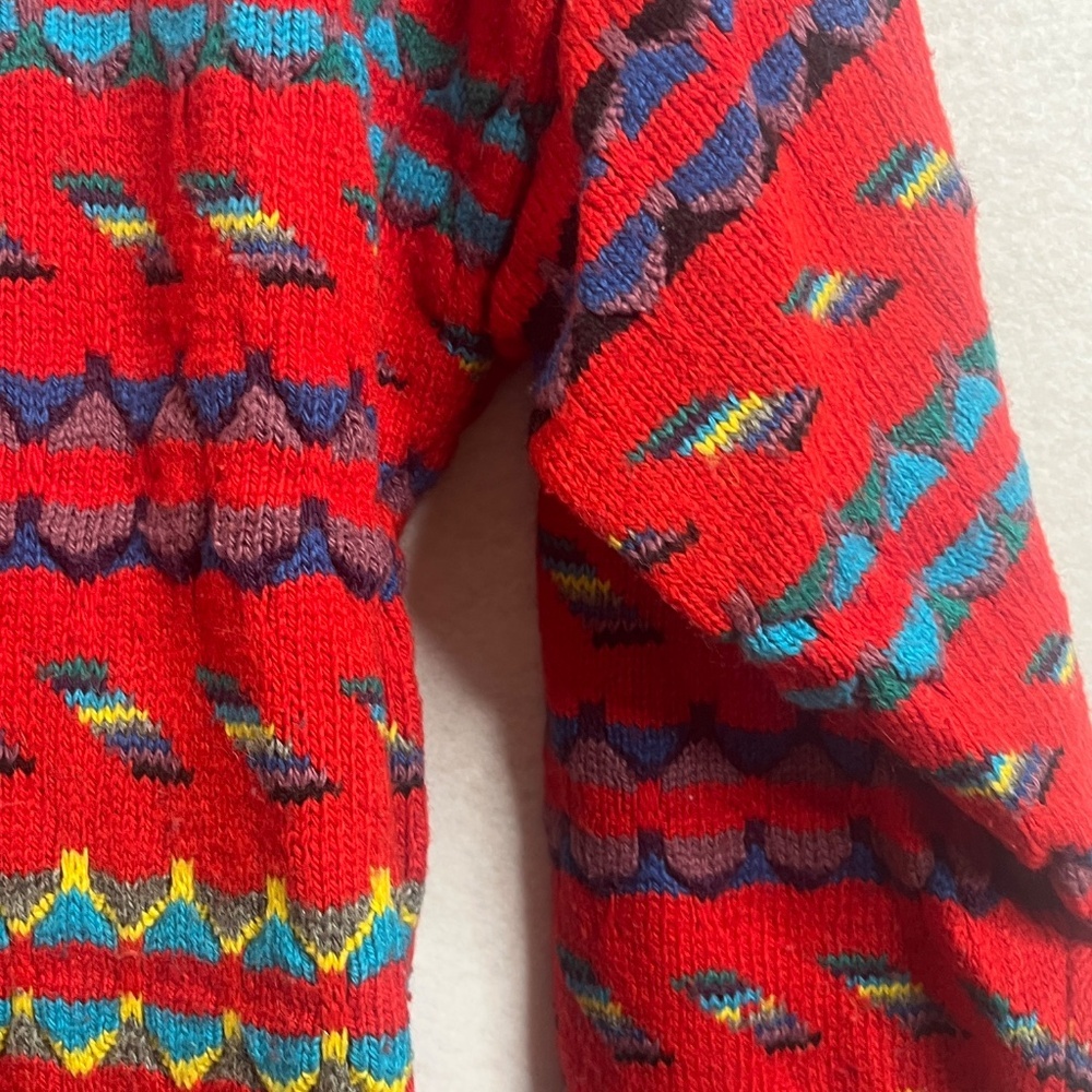 Vintage Nick & Concrete NEWJ Red Geometric Knit Sweater Large - Picture 5 of 5